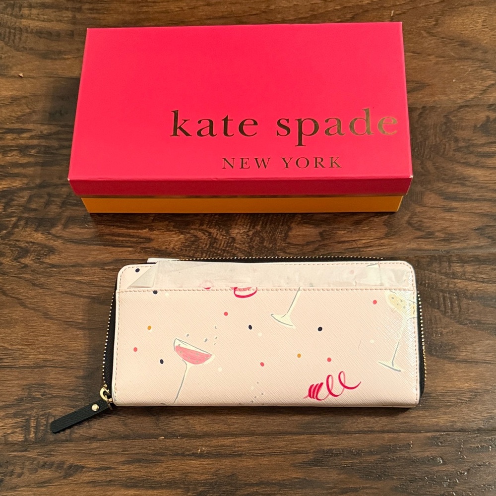 Kate Spade Pink Wallet with Cocktail Design - Picture 4 of 4